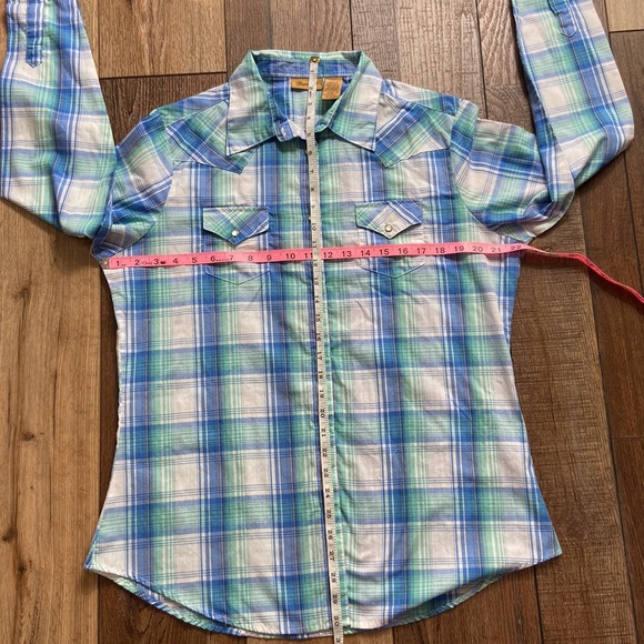 Wrangler Pearl Snap Button Down Long Sleeve Shirt Size L - Picture 8 of 8